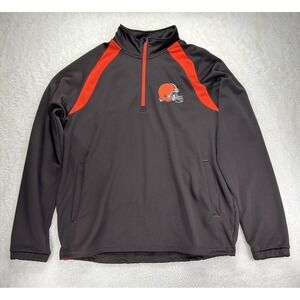 NFL Cleveland Browns Mock Neck Sweater Mens Size XL Brown Orange Embroidered